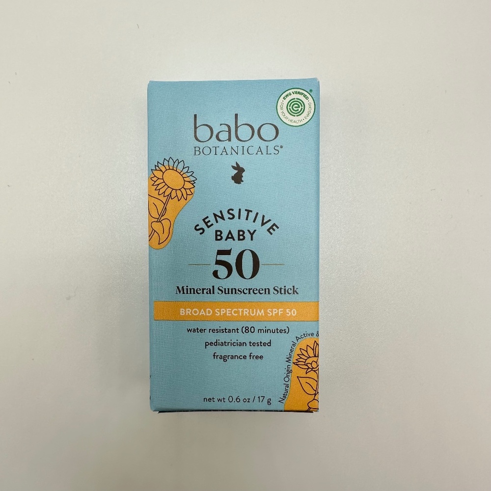 Babo Botanicals Sensitive Baby Mineral Sunscreen Stick SPF50 -0.6oz/17g